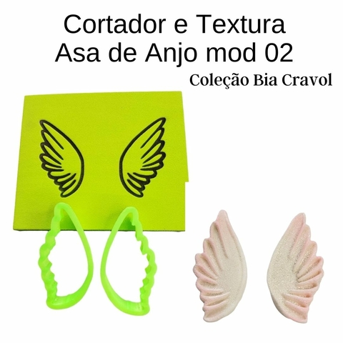 Cortador e Textura Asa de Anjo - mod 02 - coleção Bia Cravol