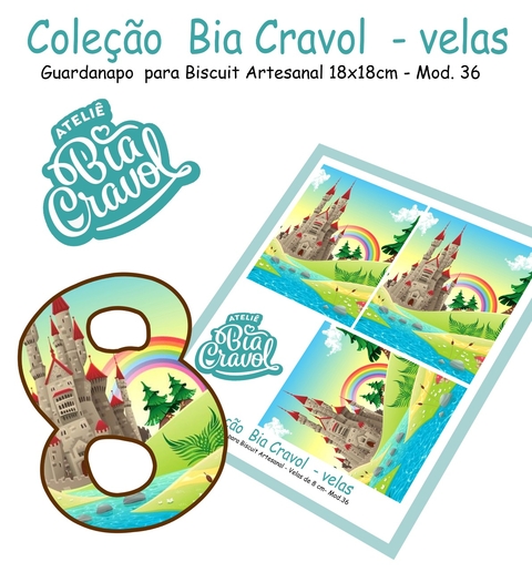 Guardanapo Cenário para Velas de Biscuit - Mod 36 - Coleção Bia Cravol