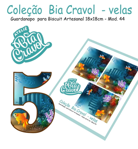 Guardanapo Cenário para Velas de Biscuit - Mod 44 - Coleção Bia Cravol