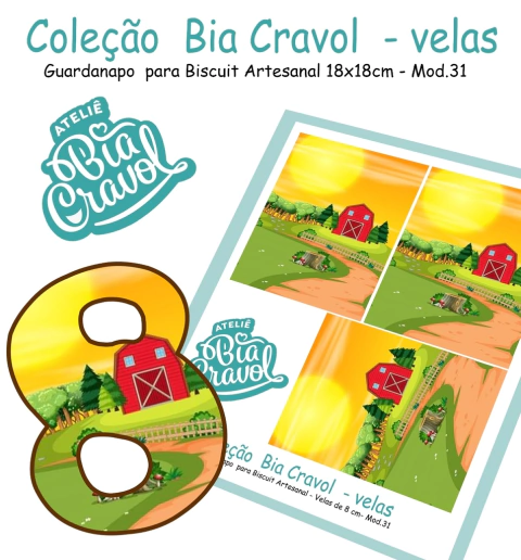 Guardanapo Cenário para Velas de Biscuit - Mod 31 - Coleção Bia Cravol