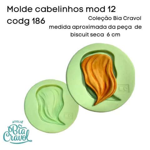 Molde de Silicone Cabelinhos - Mod 12 - Cod 186 - Coleção Bia Cravol