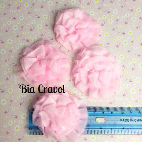 Flor de Tecido - Rosa - 10 unidades