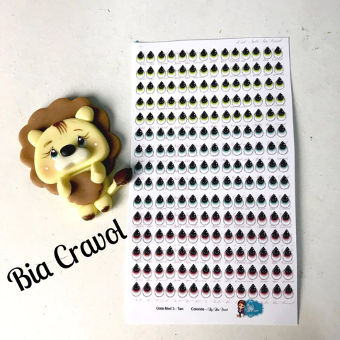 Olhos Adesivos - Gota Mod 03- Tam PP - Colorido - Olhos Adesivos- By Bia Cravol