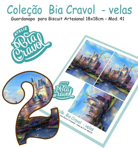 Guardanapo Cenário para Velas de Biscuit - Mod 41 - Coleção Bia Cravol