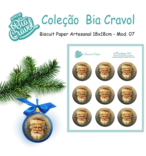 Biscuit Paper - Tag para Biscuit - Mod 07 - Papai Noel - Cole