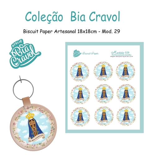 Biscuit Paper - Tag para Biscuit - Mod 29 - Nsa Sra Aparecida - Coleção Bia Cravol