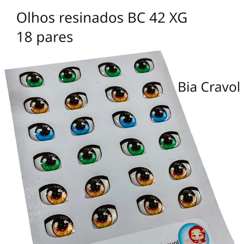 Olhos Resinados BC 42 - Tam XG - 18 pares - Bia Cravol