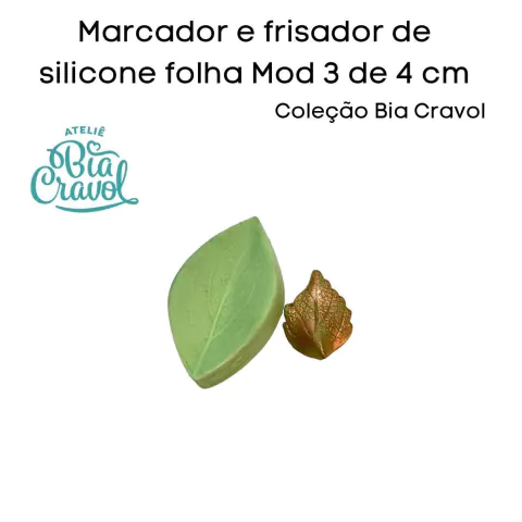 Marcador e Frisador de silicone - Folha Mod 03 - 4,0 cm - cod 197 - Bia Cravol