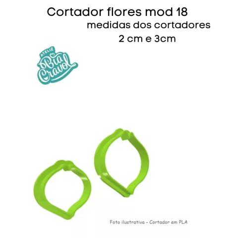 Cortador de Biscuit - Flores mod 18 - 2,0 e 3,0 cm - Bia Cravol