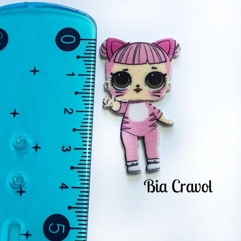 Aplique de Resina LO Gatinho rosa - 4 cm - 1 unid