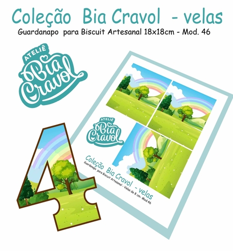 Guardanapo Cenário para Velas de Biscuit - Mod 46 - Coleção Bia Cravol