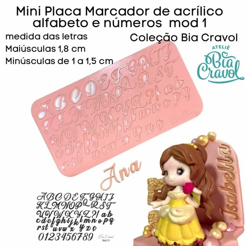 Mini Placa de Acrilico de Alfabeto e números - mod 01 - Coleção Bia Cravol - comprar online