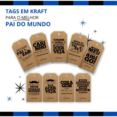 Tag Dia dos Pais - Kraft - Personalizavel - 6,5x3,5cm - comprar online