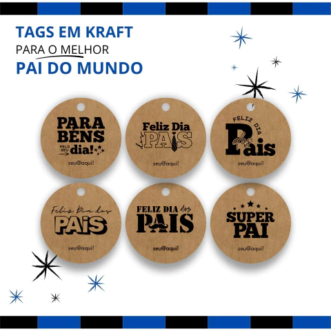 Tag Dia dos Pais - Kraft - Personalizavel - 4,5cm - redondo - comprar online