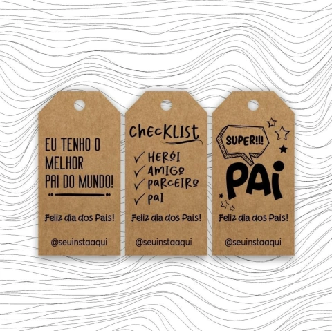 50 Peças Trio de Tags Sortida dia dos Pais - Kraft