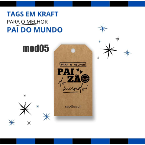 Tag Dia dos Pais - Kraft - Personalizavel - 6,5x3,5cm