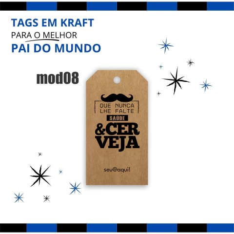 Tag Dia dos Pais - Kraft - Personalizavel - 6,5x3,5cm -  I Love Kraft 