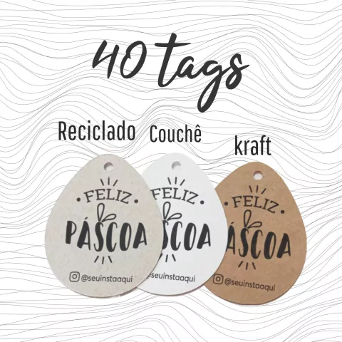 40 unidades - Tag Kraft - Ovo de Páscoa Mod01