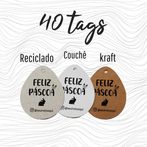 40 unidades - Tag Kraft - Ovo de Páscoa Mod03