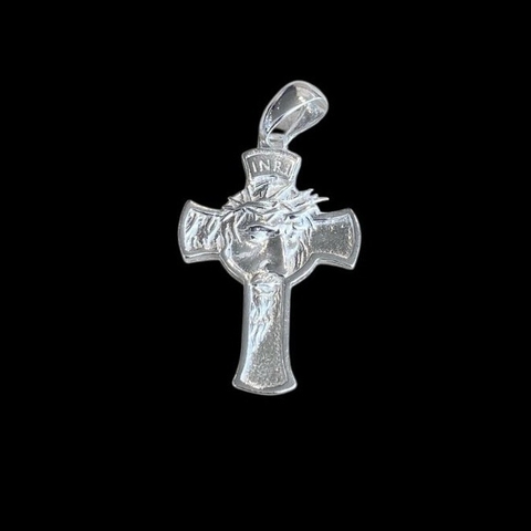 Pingente Cruz Face Cristo | Prata 925