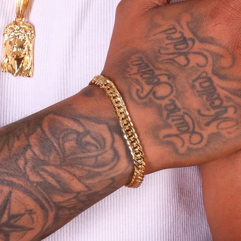 Pulseira Duplo Grumet 6mm - Banho Ouro 18k