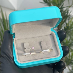 ALIANÇA 2MM (FOSCA E LISA C/ PEDRA ROSA CLARA) | PRATA 925