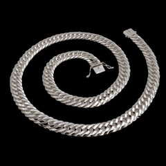 Corrente Duplo Grumet - 70cm 13mm Fecho Gaveta | Prata 925