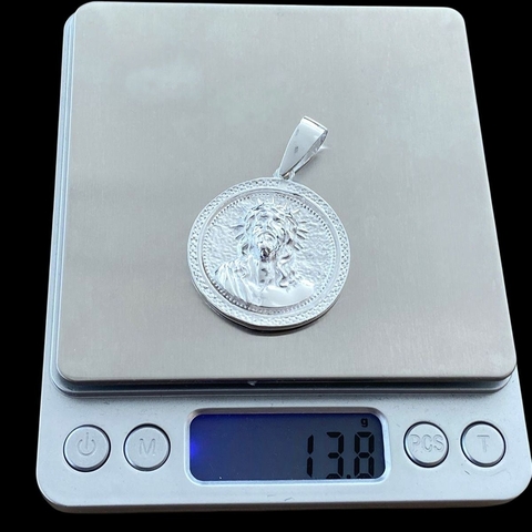 Pingente Face Cristo Círculo | Prata 925