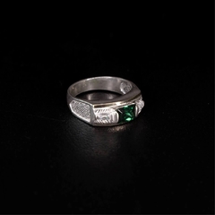 Anel de Formatura - Zircônio Verde II I Prata 925 - comprar online