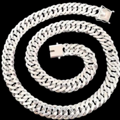 Corrente Duplo Grumet 80cm 17mm Fecho Gaveta | Prata 925
