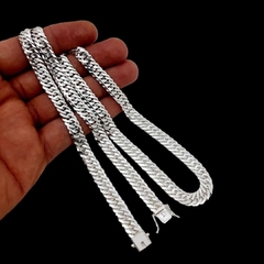 Corrente Duplo Grumet 60cm 8mm fecho gaveta | Prata 925 - Realeza 925