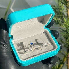ALIANÇA 3MM (PEDRA AZUL) | PRATA 925