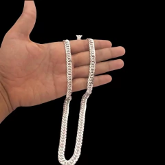 Corrente Duplo Grumet 60cm 10mm Fecho gaveta | Prata 925 - Realeza 925