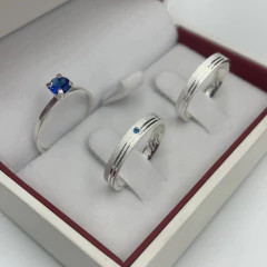 ALIANÇA 3MM (PEDRA AZUL) | PRATA 925 - comprar online