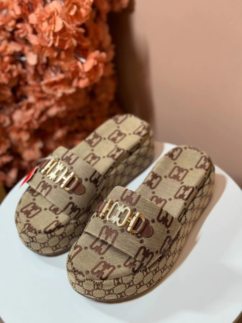 SANDÁLIA CARMIM FLATAFORMA MAYA JACQUARD - BEGE CAFÉ - buy online