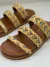 SANDÁLIA PAPETE LUIZA BARCELOS EM TIRAS COM CRISTAIS - CARAMELO/NATURAL - comprar online