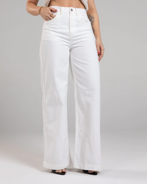 CALÇA SARJA MOB WIDE LEG SARJA DETALHE BOLSOS - OFF WHITE