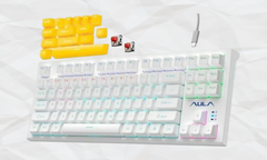 Teclado Gamer Mecânico 80% Led Rgb Switch Aula Brown F3032 Branco Protugues na internet