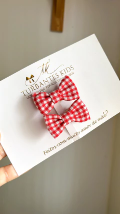 Duplinha de Laços Infantil Xadrez Vermelho - loja online