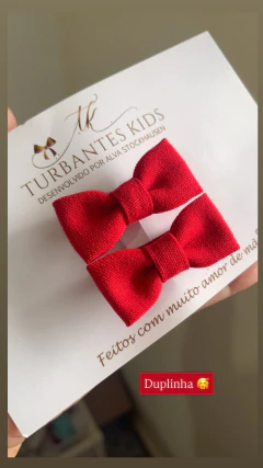 Duplinha de Laços Infantil Xadrez Vermelho