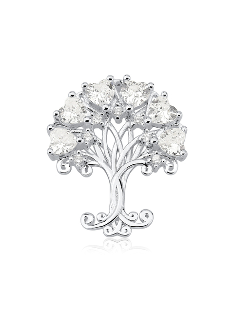 Pingente grande em prata 925 legítima árvore da vida cravejado com zircônias em formato de coração - comprar online