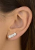 Brinco ear cuff prata 925 três flores cravejadas com Zircônias cristal - loja online