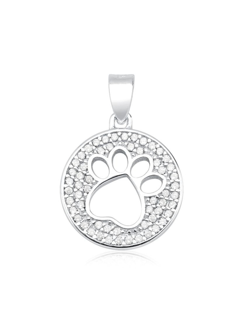 Pingente em prata 925 cravejado com zircônias patinha cachorrinho gatinho - comprar online