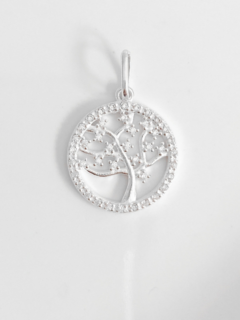 Pingente em Prata 925 Legítima Árvore da vida Cravejado com Zircônias cristal - comprar online