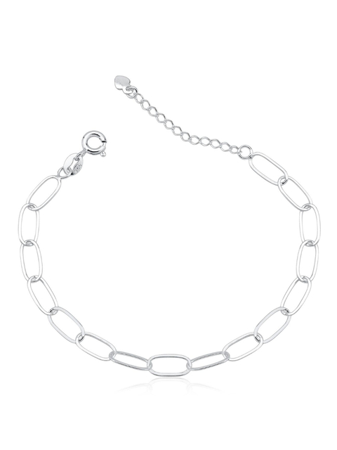 Pulseira feminina em prata 925 legítima elos maiores finos e longos com extensor - comprar online