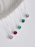 Colar Prata 925 com zircônia ponto de luz 6mm verde esmeralda, turmalina, lilás, ametista, rosa claro ou rubi - D'argento Joias Prata 925