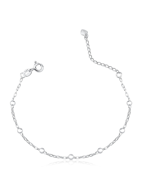 Pulseira feminina em prata 925 legítima elos com bolinhas delicada 16cm + 4cm - comprar online