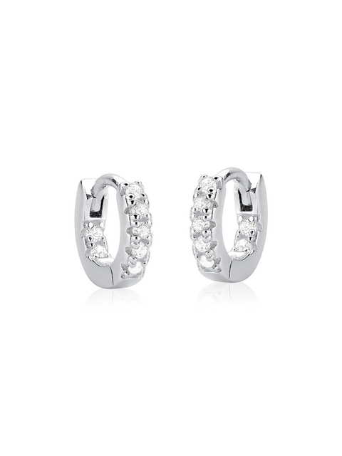 Brinco de argolinha de click pequena em prata 925 cravejado com zircônias na frente e na parte interna - comprar online