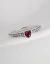 Anel feminino em prata 925 envelhecida com zircônia de coração vermelho rubi e aro com bolinhas - D'argento Joias Prata 925