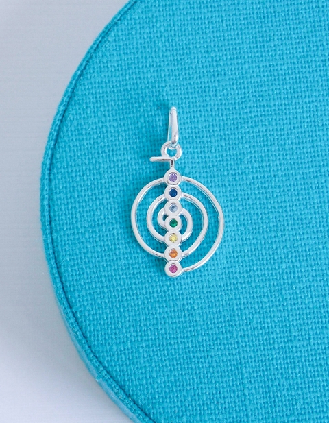 Pingente prata 925 7 chakras cravejado com zircônias coloridas - comprar online